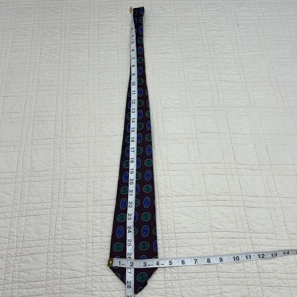 Gitman Bros Mens Silk Tie Purple Blue Teal Geometric Oval Pattern Made in USA
